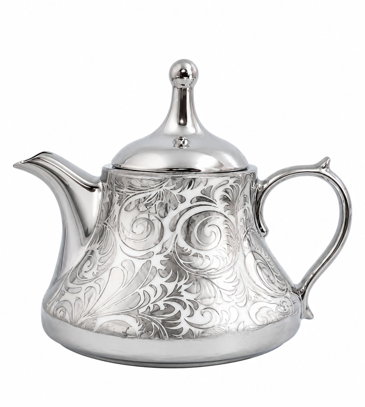 قوری نقره ای نسترن گلدار  کد 02